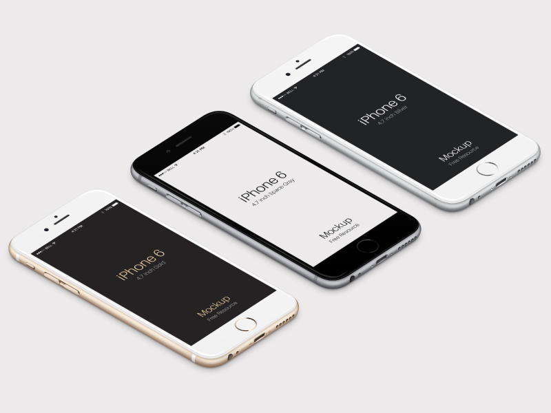 Isometric iphone mockup 3 iphones