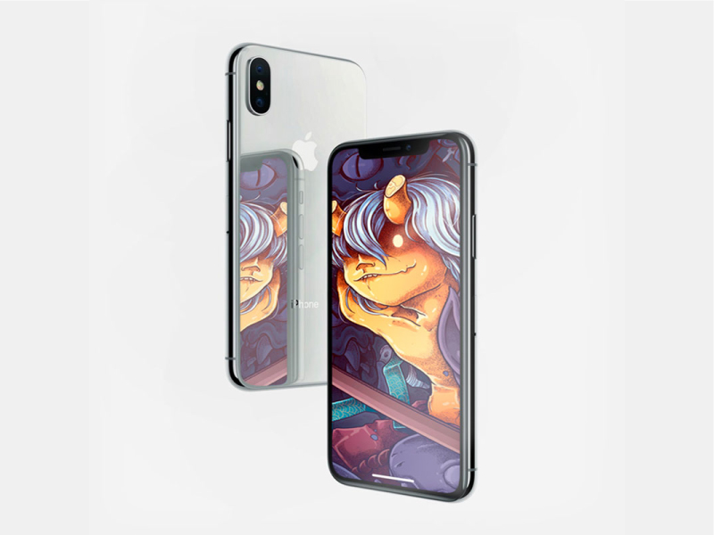 iphone mockup cartoon character