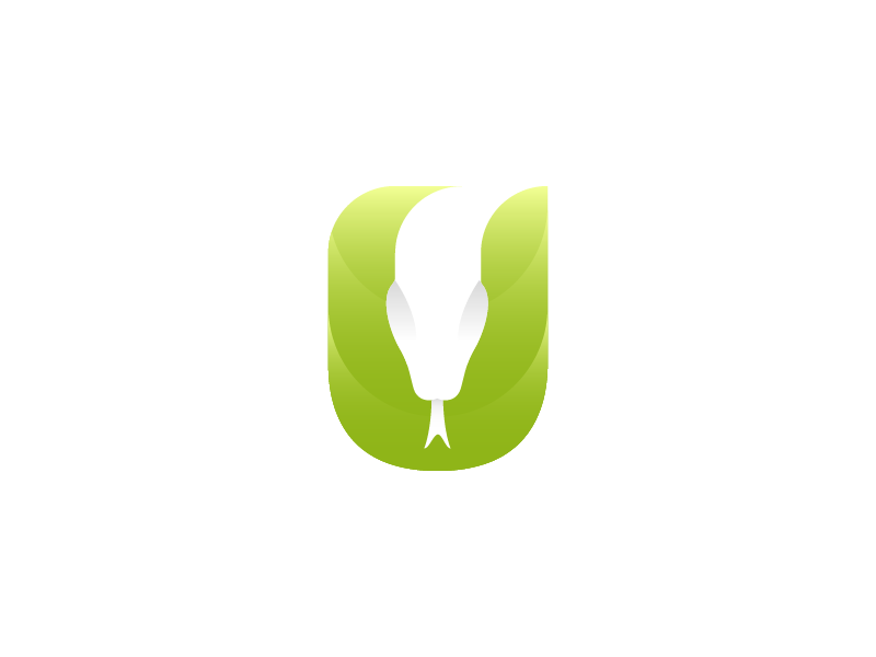 green snake in letter u