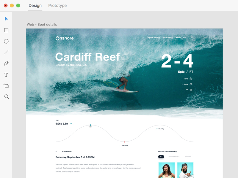 Website design ocean surf
