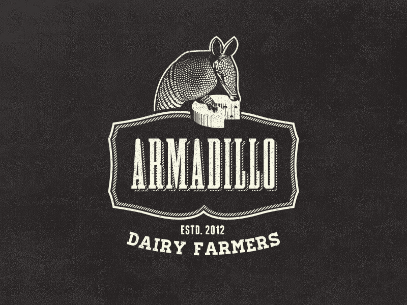 Armadillo Dairy farm vintage logo design