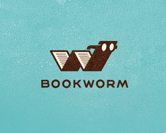 bookworm book with glasses logo