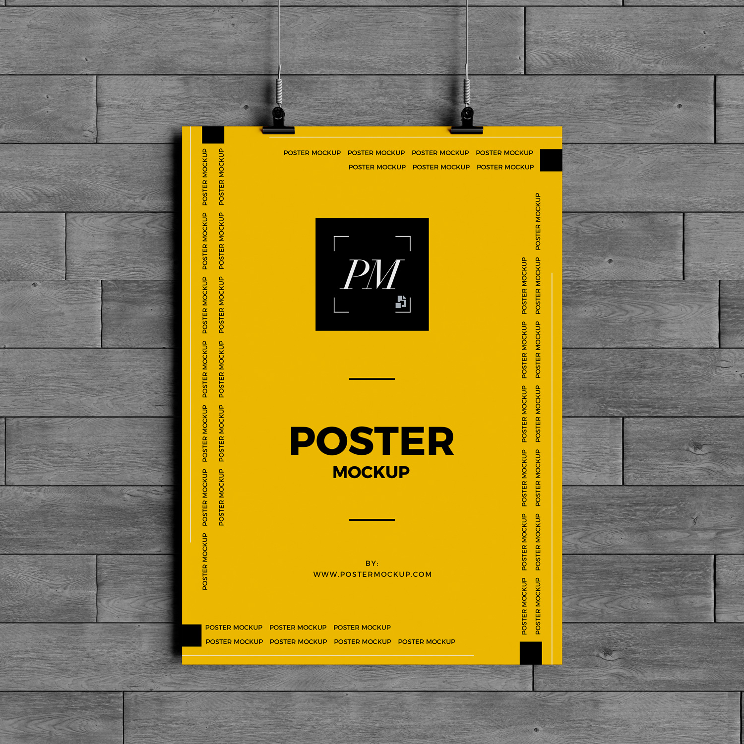free hanging over wall poster mockup