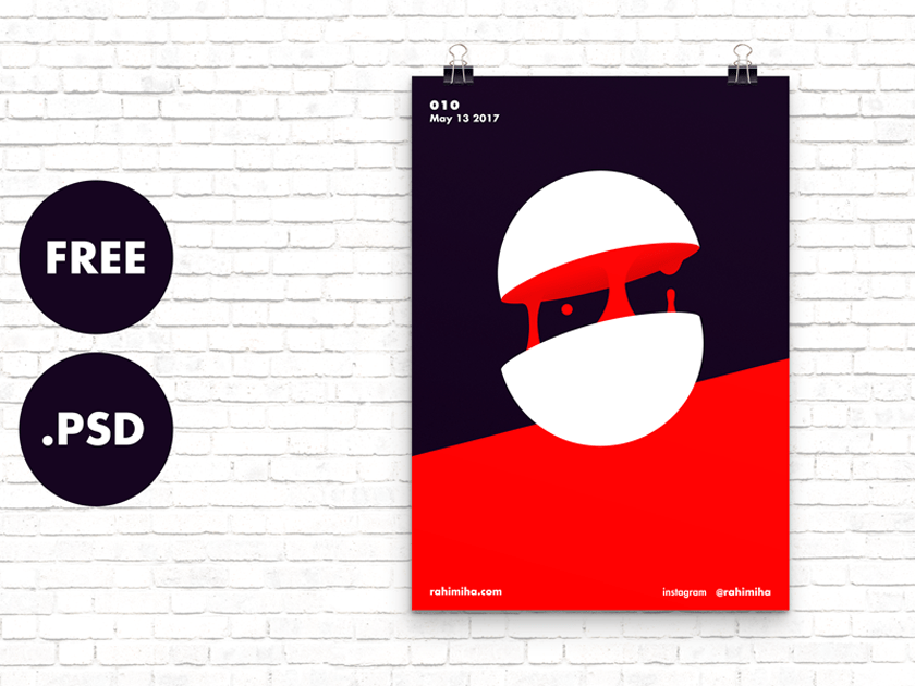 Free Poster Mockup black red