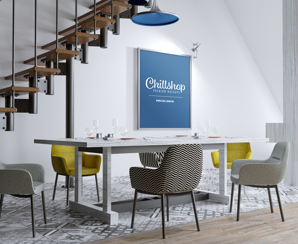 Poster Artwork in a Modern Loft MockUp