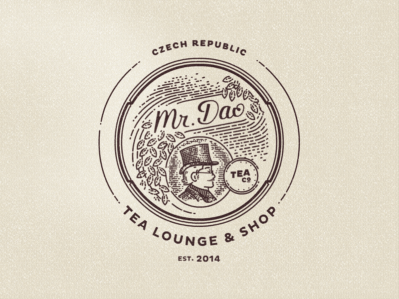 tea lounge vintage logo design