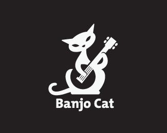 banjo cat white logo design