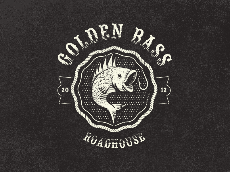 goldenbass fish vintage logo design