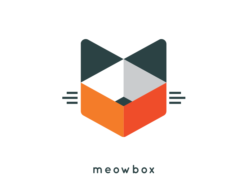 meowbox geometrical cat logo design
