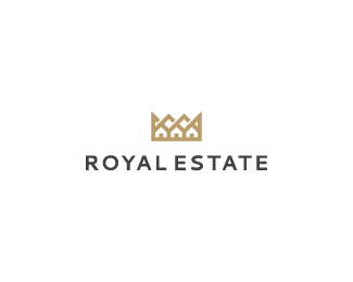 royal estate crown minimalist logo design