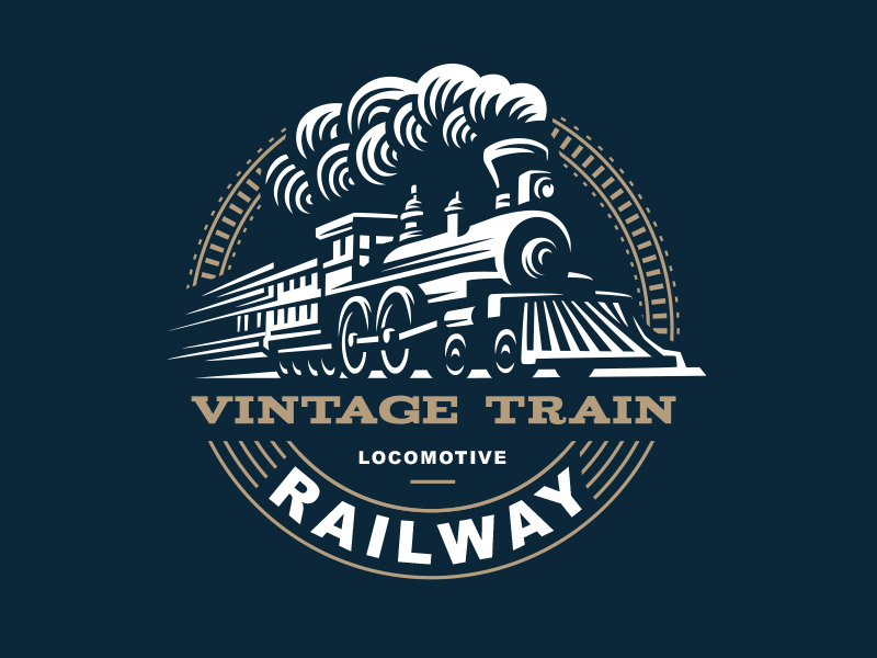 vintage train logo design