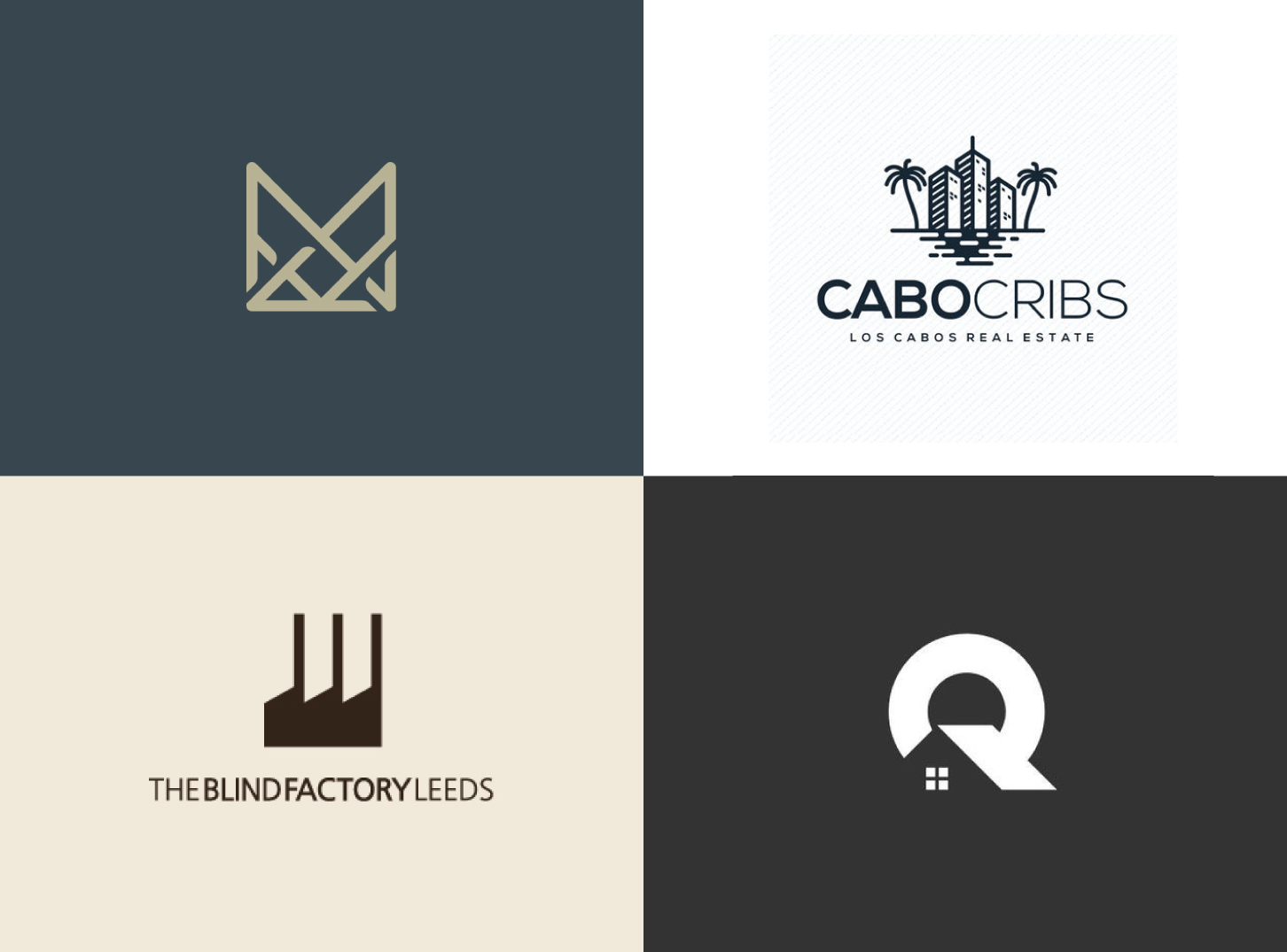 a collection of 4 real estate logo designs