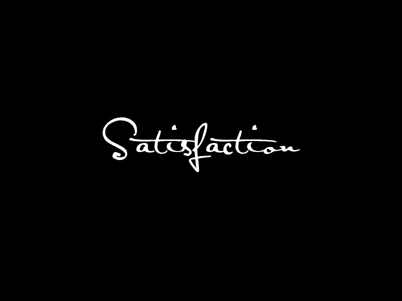 satisfaction handwritten font example, white on black 