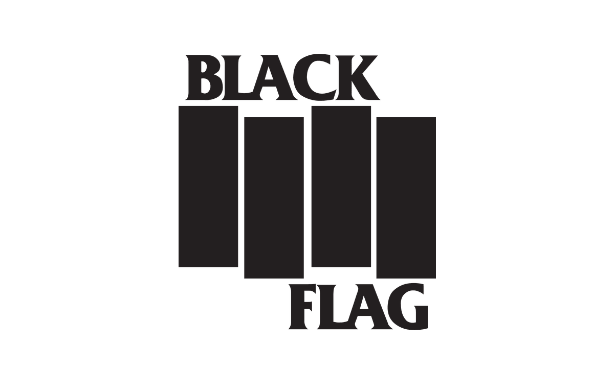 Black Flag logo with four black vertical bars of different heights forming a waving flag between the words Black and Flag