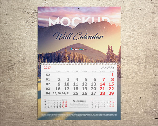 wall calendar mockup