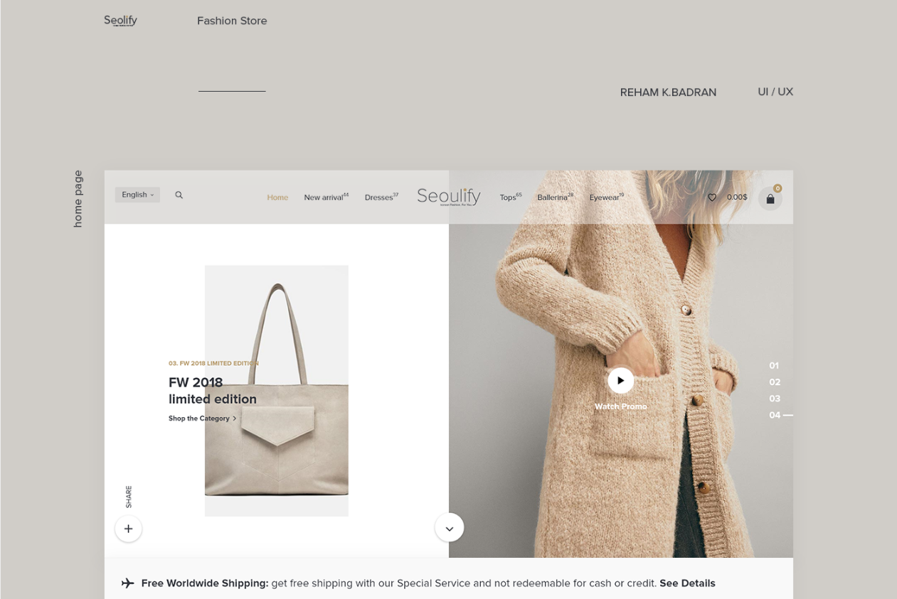 fashion store e-commerce website adobe XD template