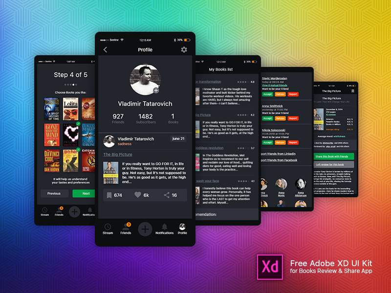 Free UI Kit for Book Review Mobile App - Inkyy