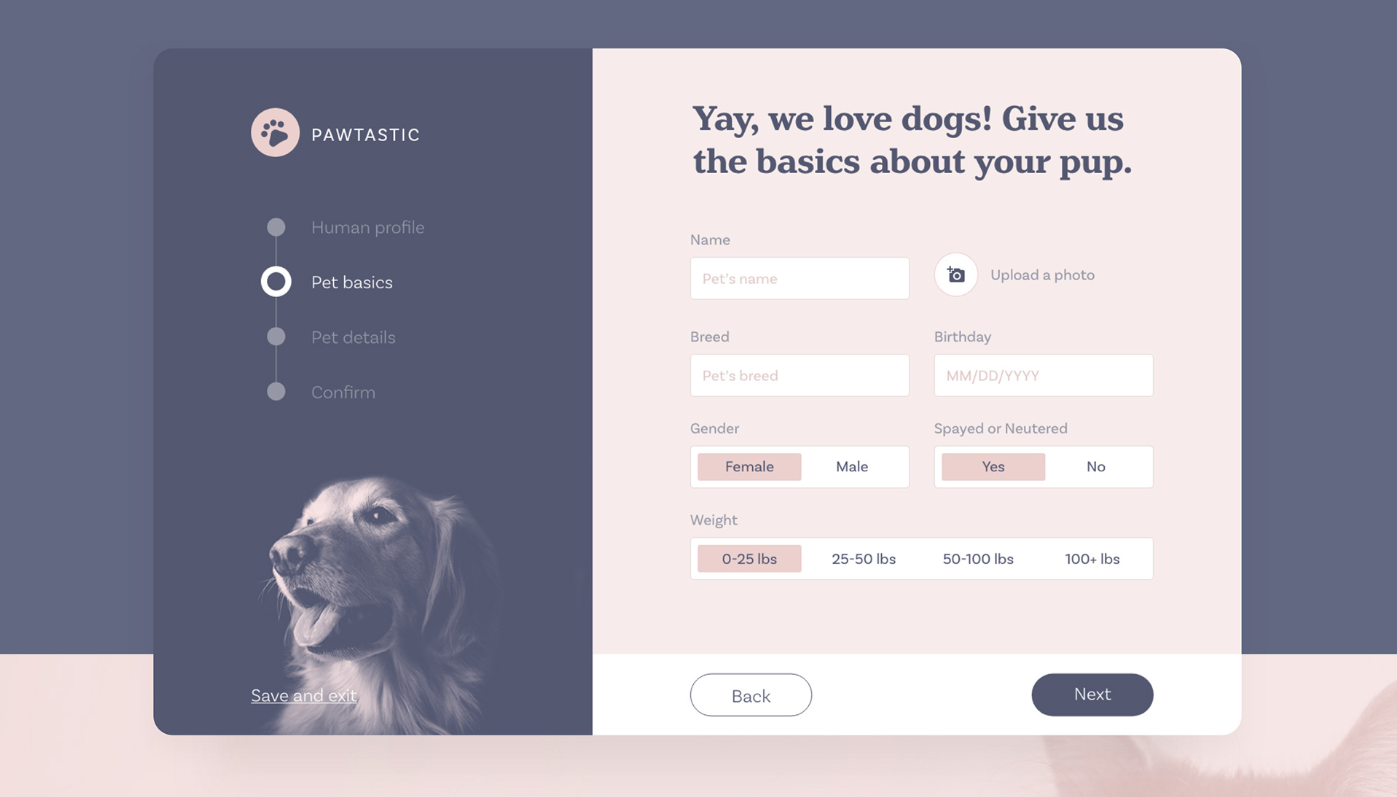 pawtastic pet inspired adobe xd UI kit