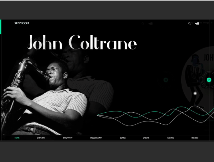 music john coltrane animated website design presentation