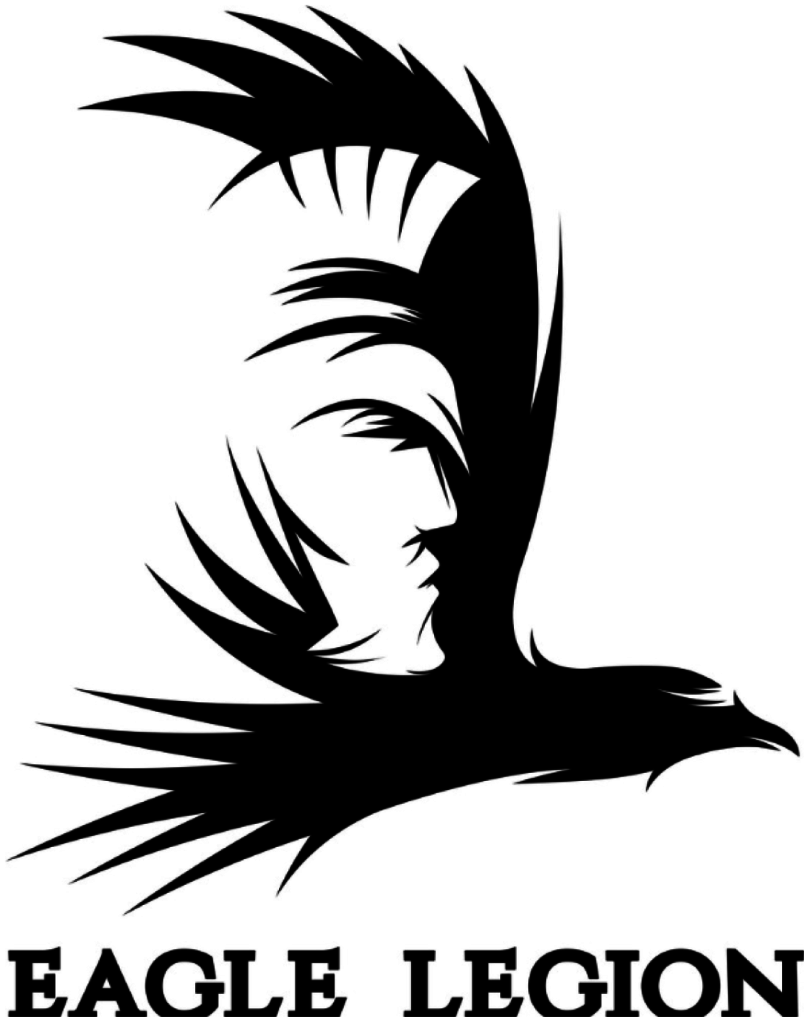 eagle legion negative space warrior logo