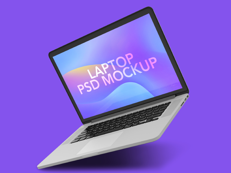 Floating MacBook Pro psd mockup 