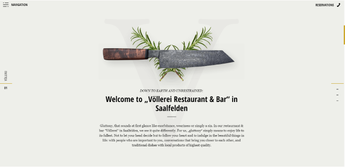 vollerei restaurant website