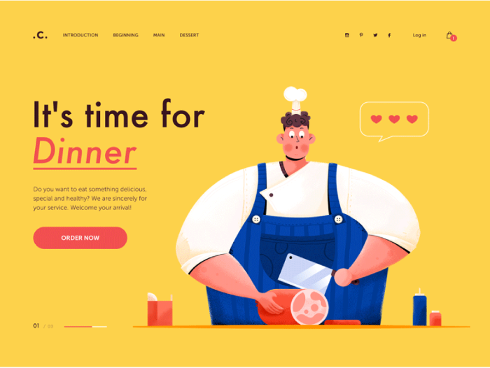 animated cartoon cook web design
