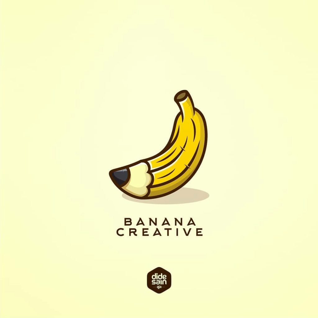 banana creative logo banana shaped as a pencil