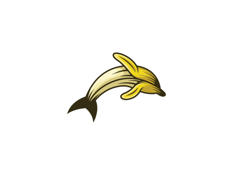 banana dolphin creative fruit logo