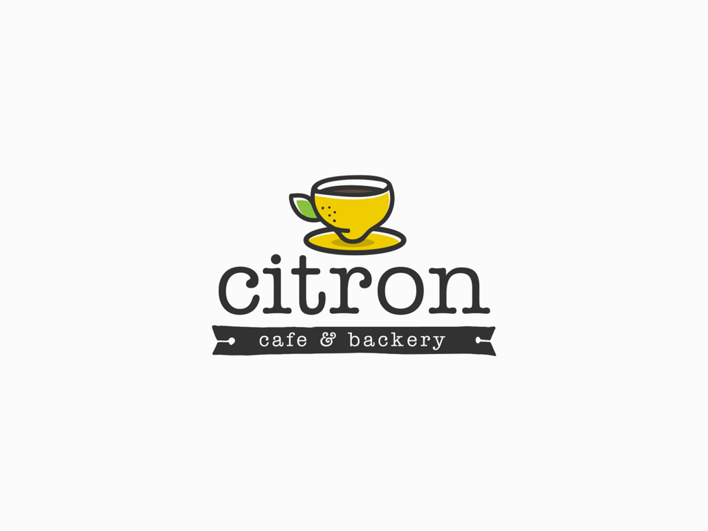citron cafe and bakery logo lemon as a cup of coffee