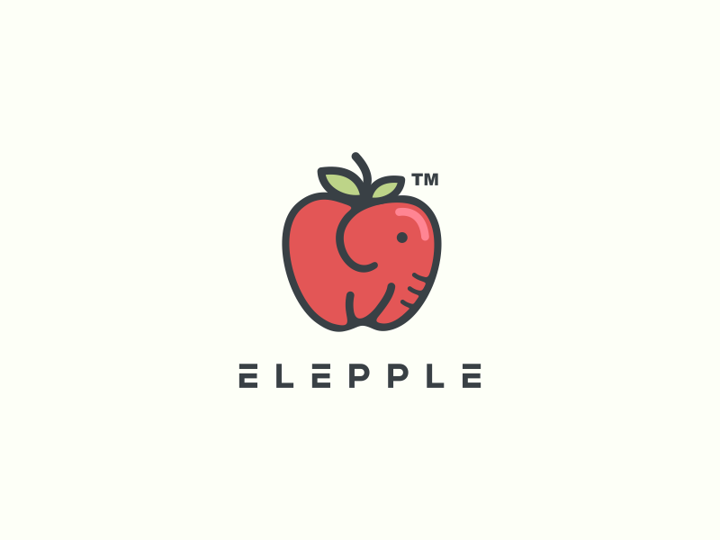 elepple minimalistic elephant in an apple logo