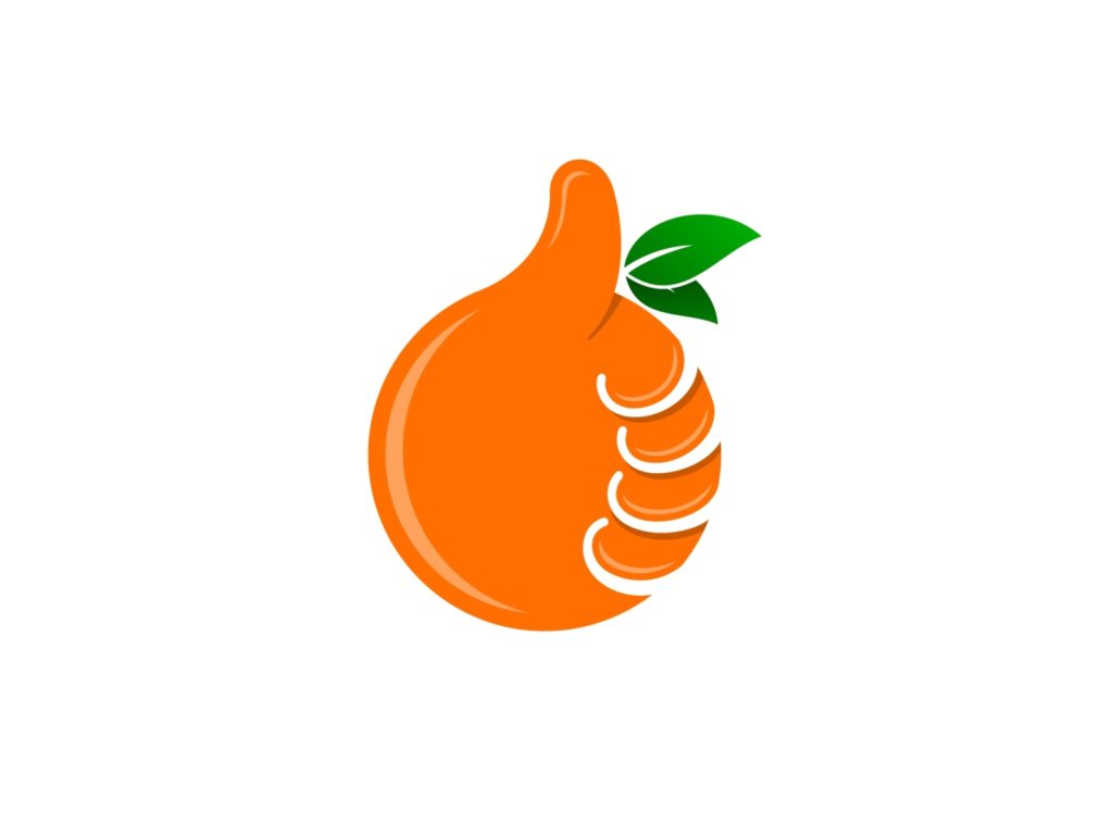 thumbs up orange fruit logo