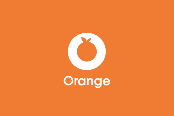 orange inside of the O letter logo design