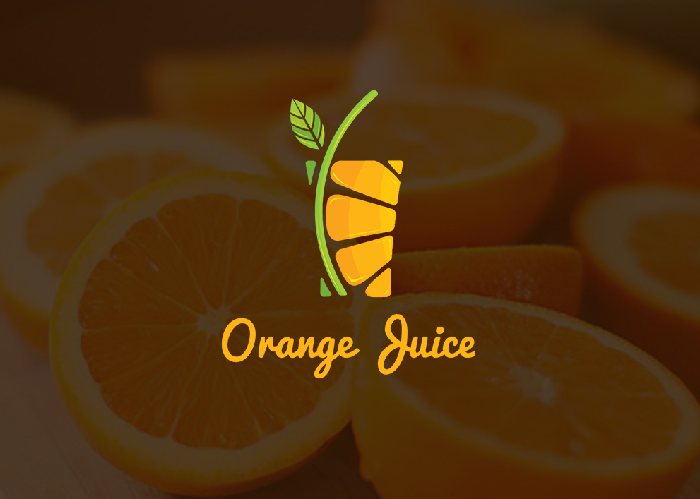orange juice creative fruit glass logo design