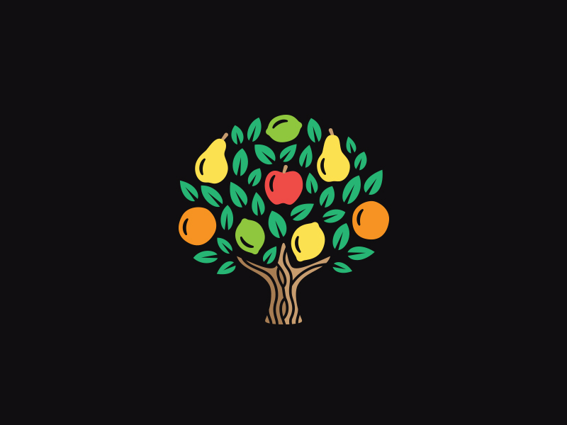 fruit tree colorful logo design idea