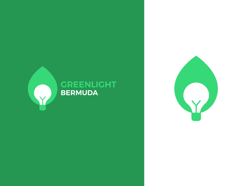 greenlight bermuda leaf and a lightbulb eco logo design