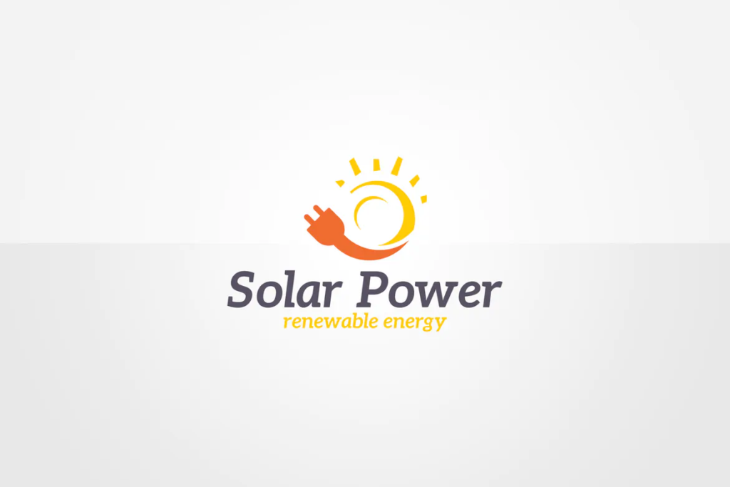 solar power sun and power plug logo