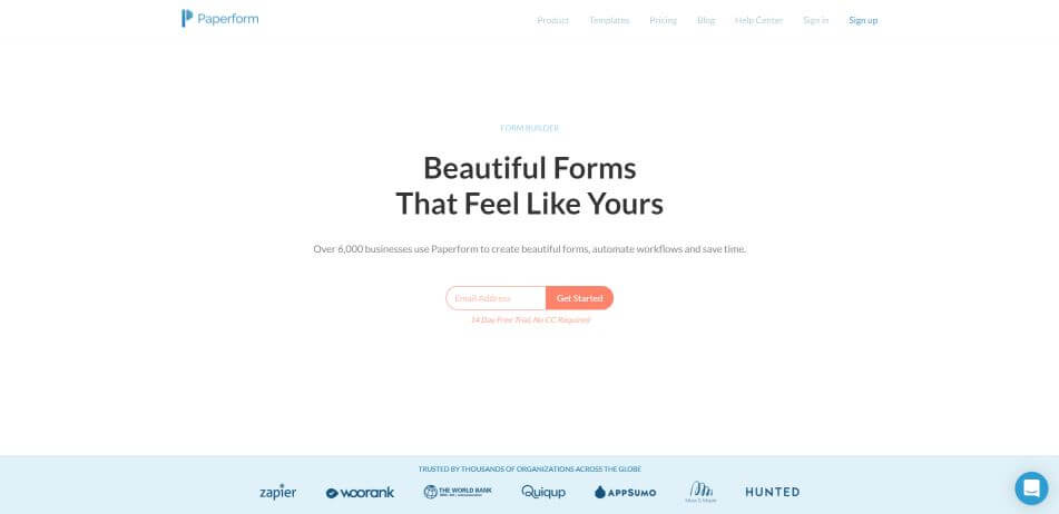 Paperform Landing Page